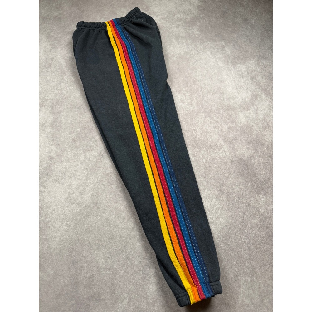 Aviator Nation Sweatpants Women XS Gray Rainbow Stripe Joggers USA Retro Sporty - Picture 3 of 12